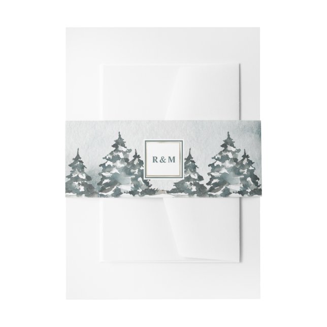 Winter Wonderland | Snowy Trees Invitation Belly Band (Front Example)