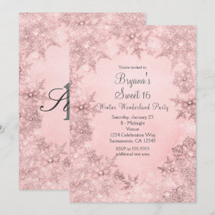 Winter Wonderland Soft Pink Snowflakes Invitation