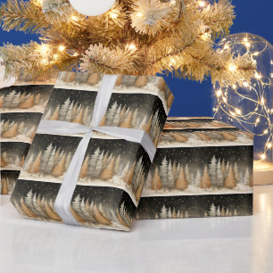 Winter Wonderland Sparkle Trees Wrapping Paper