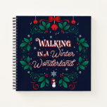 Winter Wonderland Square Notebook 8.5x8.5<br><div class="desc">An Elegant and Modern Vintage Christmas Notebook features a snowy background, snowflakes, sleigh bells ringing, snowman (snowmen), ornamental flourished lettering, and mistletoe botanical garland theme to represent the best of the holidays. It is inspired by the Christmas songs of Christmas past of the lyrics “Walking in a Winter Wonderland” and...</div>