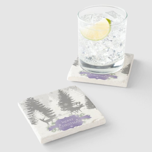 Winter Wonderland Stone Coaster - Purple (Side)