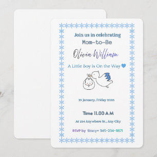 Winter Wonderland Stork Baby Shower Invitation B