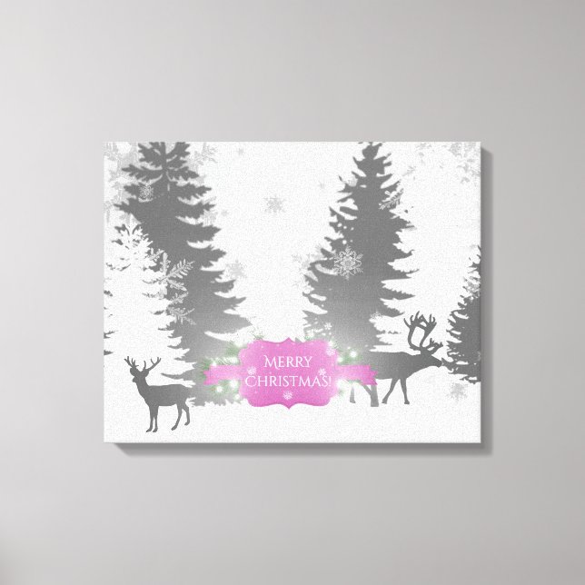 Winter Wonderland Stretched Canvas Print - Magenta (Front)
