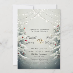 Winter Wonderland, String Lights Balls Wedding Invitation