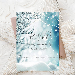 Winter Wonderland, String Lights RSVP Invitation