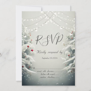 Winter Wonderland, String Lights Snow RSVP Invitation