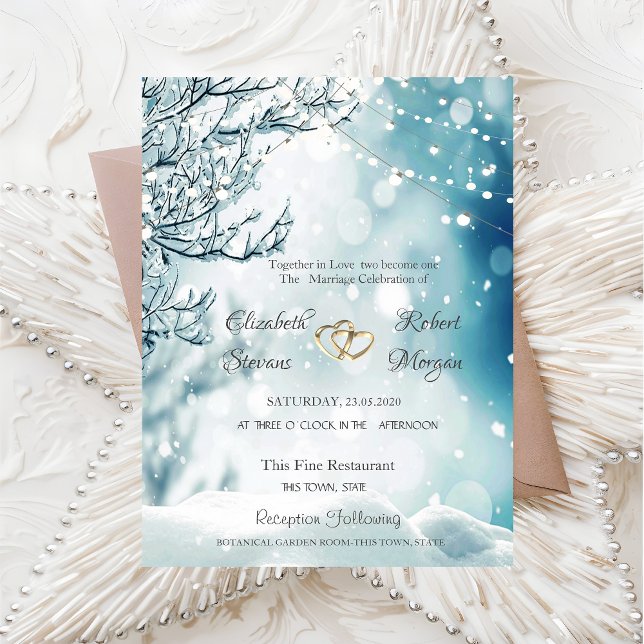 Winter Wonderland, String Lights Wedding Invitation (Creator Uploaded)