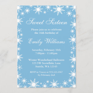 Winter Wonderland Sweet 16 Birthday Party Invitation