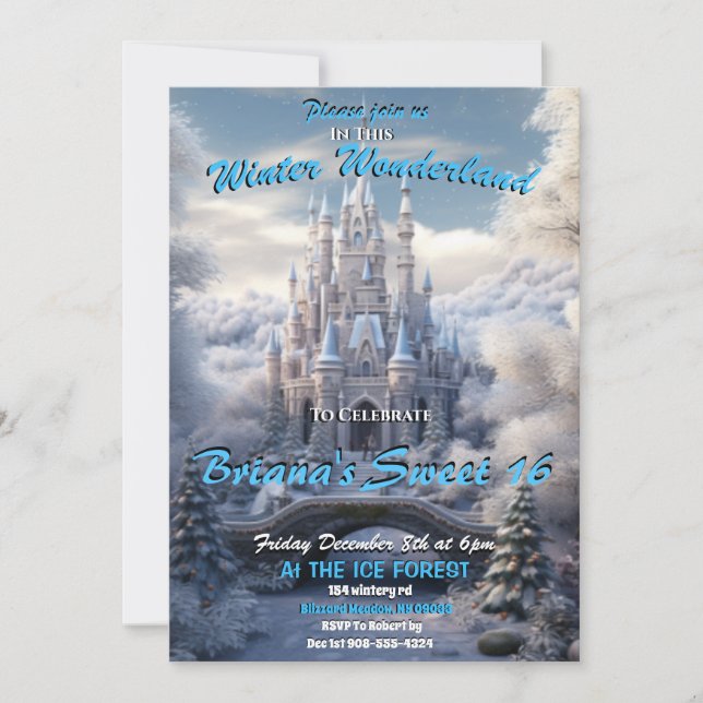 Winter Wonderland Sweet 16 Invitation (Front)