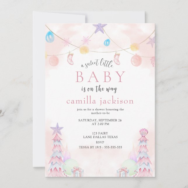 Winter Wonderland Sweet Little Baby Shower  Invitation (Front)