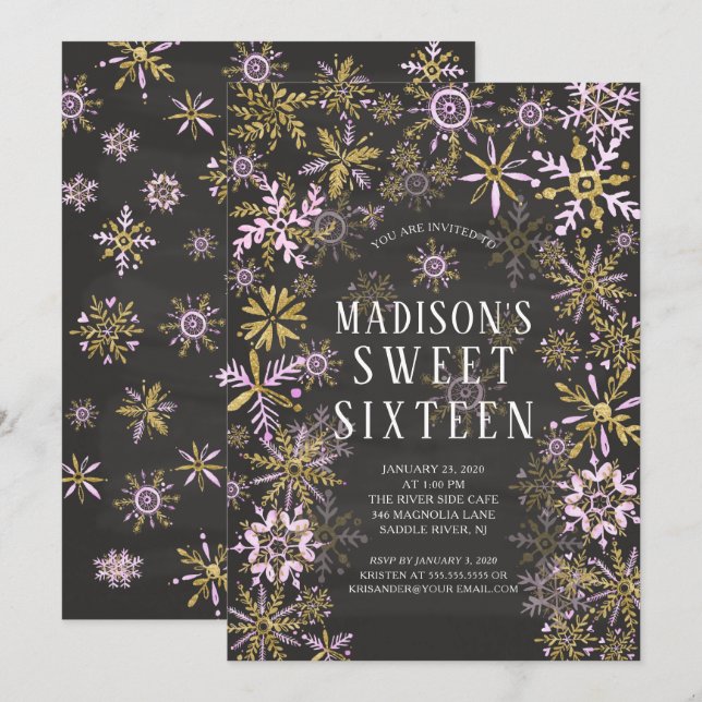 Winter Wonderland Sweet Sixteen Birthday Party Invitation (Front/Back)