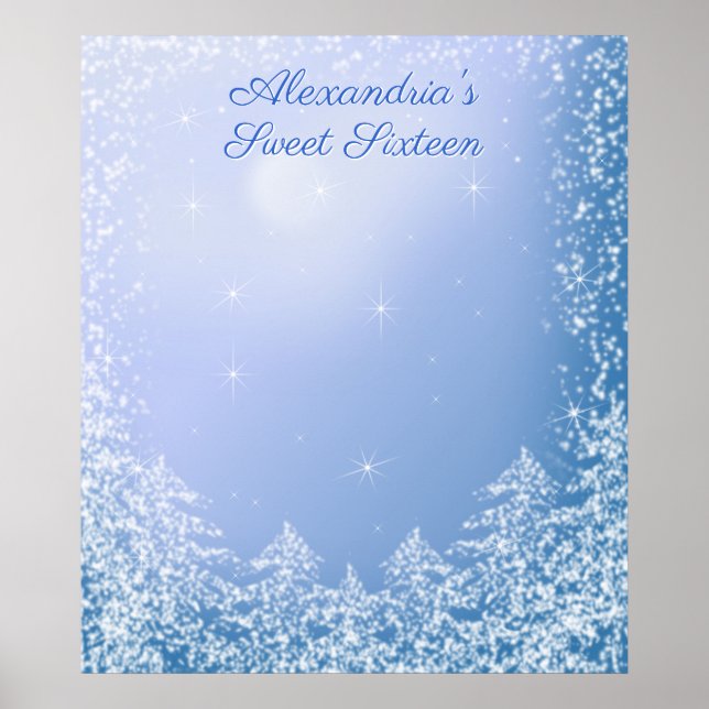 Winter Wonderland Sweet Sixteen Sign in Board (Front)