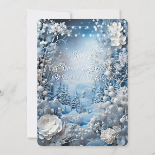 Winter Wonderland Sweet Sixteen Snow White Lights Invitation