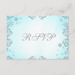 Winter Wonderland Swirl Snowflakes RSVP Card