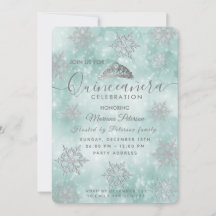 Winter wonderland teal bokeh tiara Quinceañera