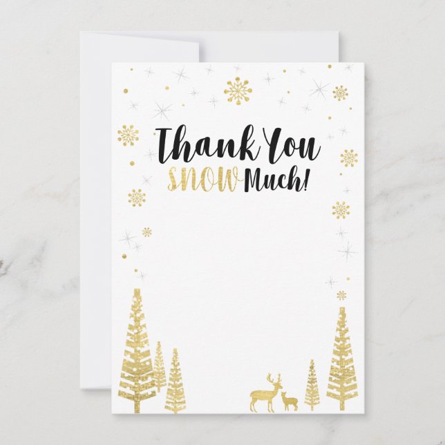 Winter wonderland thank you card - Black & Gold (Front)