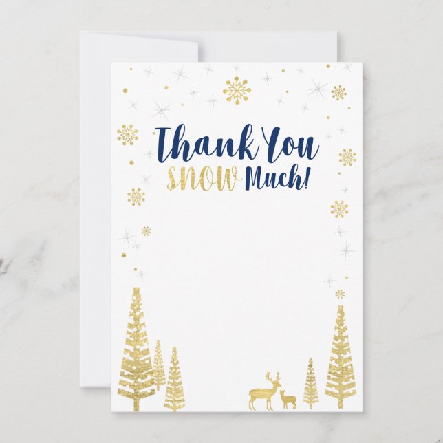 Winter wonderland thank you card - Navy & Gold (Front)