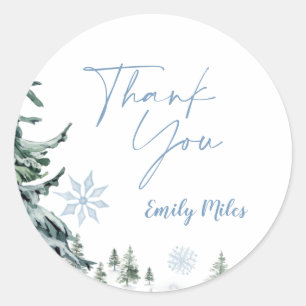 Winter Wonderland Thank You Classic Round Sticker