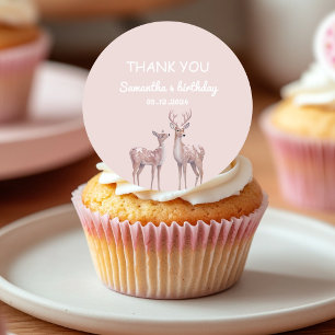 Winter Wonderland Thank You   Pink and Deer Classic Round Sticker
