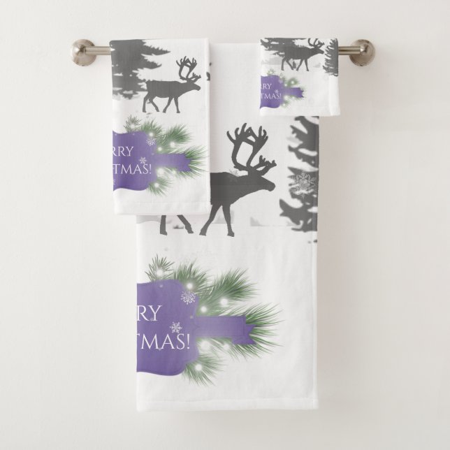 Winter Wonderland Towel Set - Purple (Insitu)