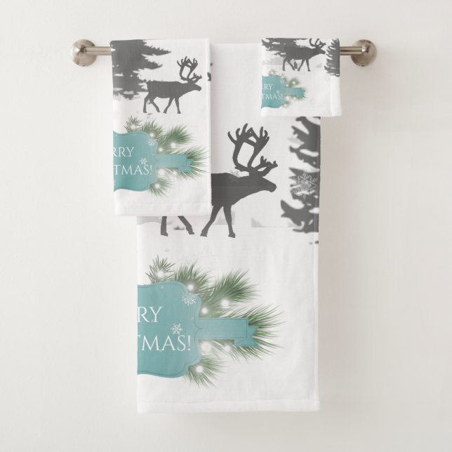 Winter Wonderland Towel Set - Teal (Insitu)