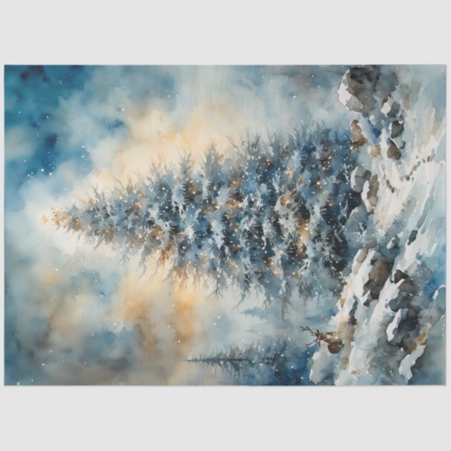 Winter Wonderland Tree and Deer Decoupage Paper  (Front)