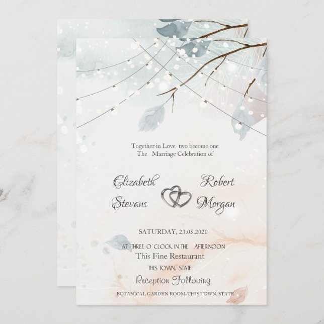 Winter Wonderland,Tree Branch  Wedding  Invitation (Front/Back)