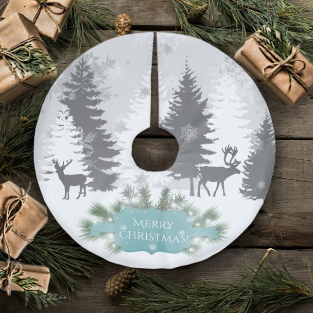 Winter Wonderland Tree Skirt - Teal (Teal Winter Wonderland Christmas Tree Skirt)