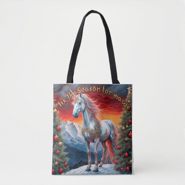 Winter Wonderland Unicorn: Festive Christmas Tote  (Front)