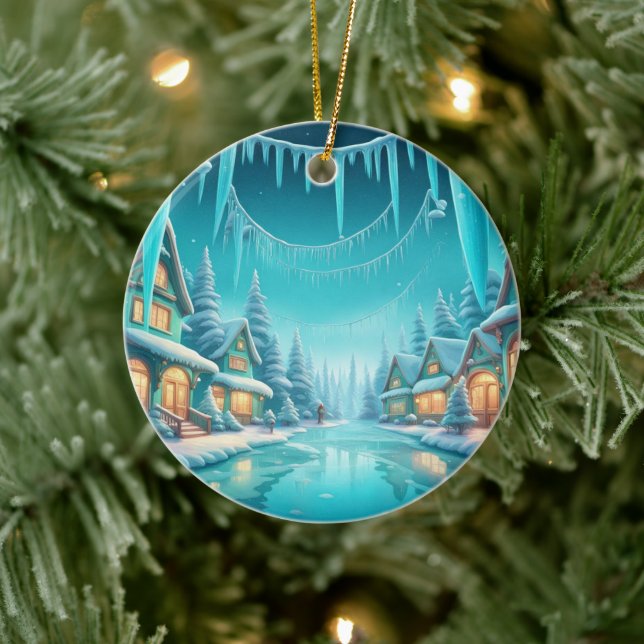Winter Wonderland Village 2 Sided Ornament (Tree)