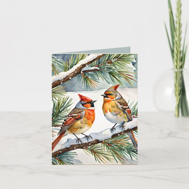 Winter Wonderland: Vintage Cardinal Christmas Holiday Card (Front)