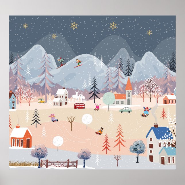 Winter Wonderland: Vintage Countryside Scene. Poster (Front)