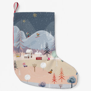 Winter Wonderland: Vintage Countryside Scene. Small Christmas Stocking