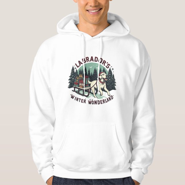 Winter Wonderland Vintage Labrador Dog Christmas Hoodie (Front)
