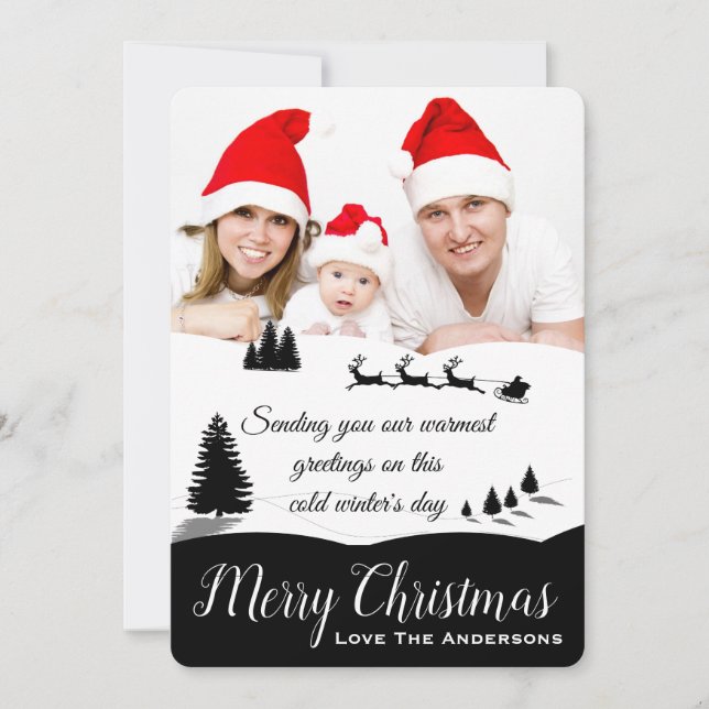 Winter Wonderland Warm Greetings Photo Christmas Holiday Card (Front)