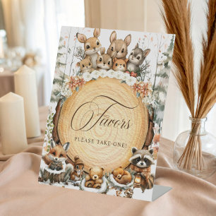 Winter Wonderland Watercolor Animals Favors Sign