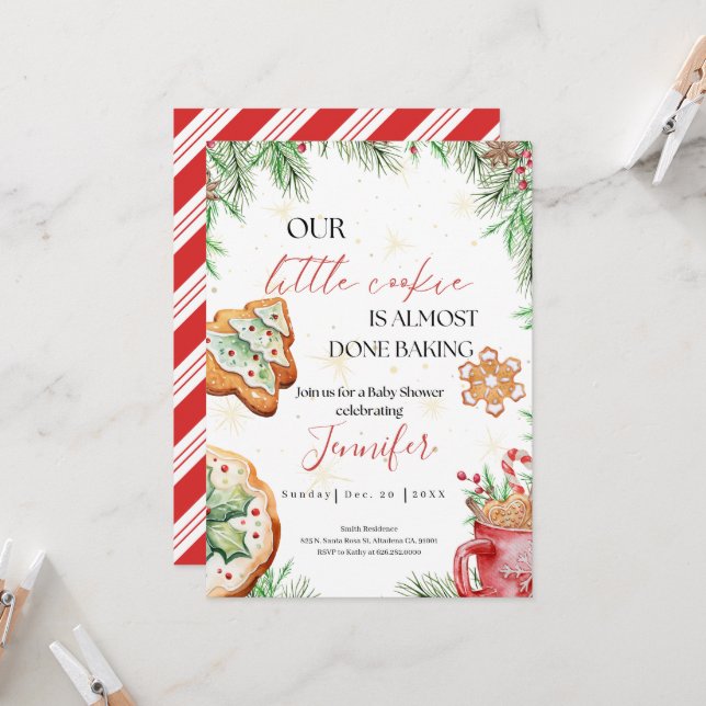 Winter Wonderland Watercolor Baby Shower Invitation (Front/Back In Situ)