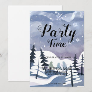 Winter Wonderland Watercolor Christmas Invitation