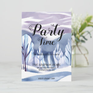 Winter Wonderland Watercolor Christmas Invitation
