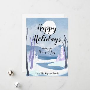 Winter Wonderland Watercolor Greeting Holiday Card