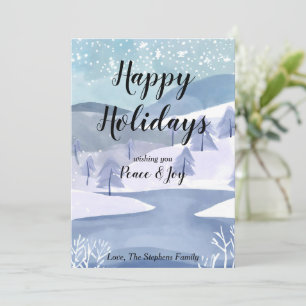 Winter Wonderland Watercolor Greeting Holiday Card