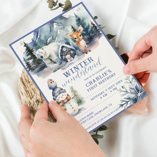 Winter Wonderland Watercolor Kids Birthday Invitation (Creator Uploaded)