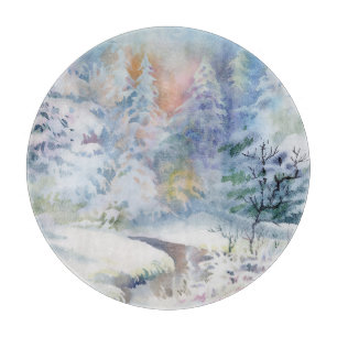 Winter Wonderland: Watercolor Landscape Cutting Board