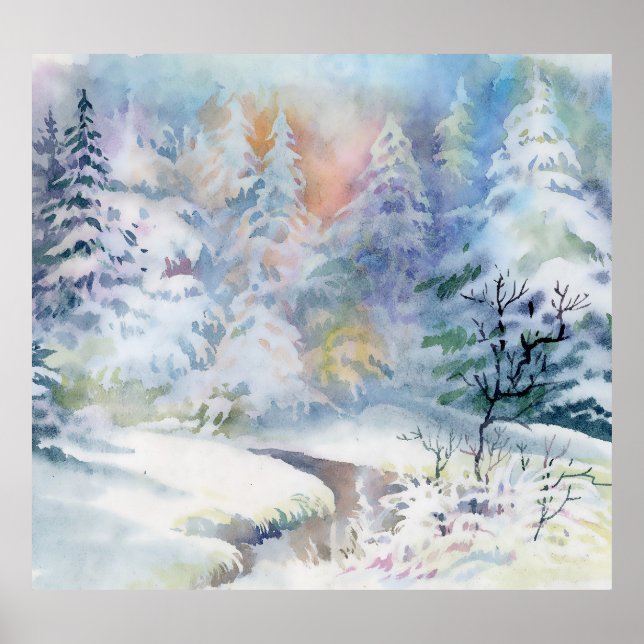 Winter Wonderland: Watercolor Landscape Poster (Front)