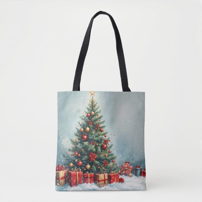 Winter Wonderland Watercolor Tote Bag (Front)