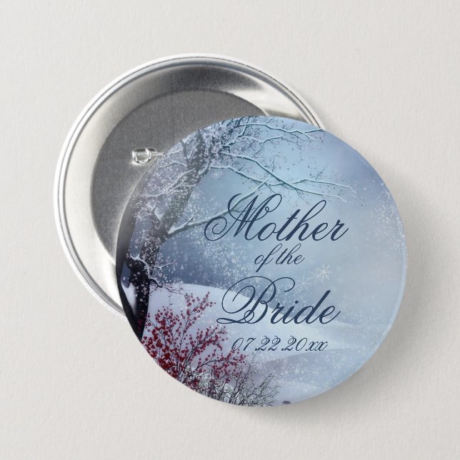 Winter Wonderland Wedding 7.5 Cm Round Badge (Front & Back)