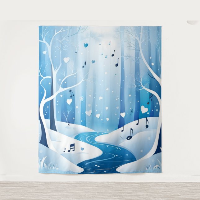 Winter Wonderland Wedding Backdrop Tapestry (Front)