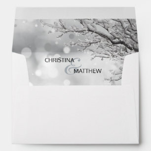 Winter Wonderland Wedding Branch Snow Envelope