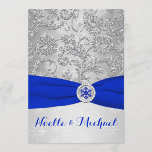 Winter Wonderland Wedding Crystal Buckle Blue Invitation
