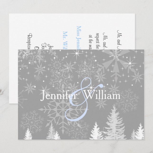 Winter Wonderland Wedding, Elegant Invitation (Front/Back)